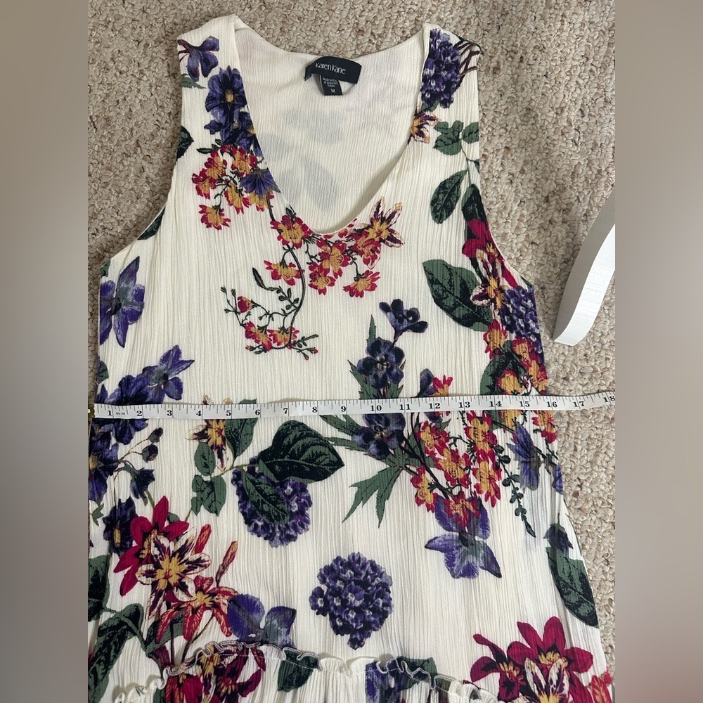 Karen Kane Rose Garden Shift Dress Drop Waist V-Neck Sleeveless High Low Medium - Picture 9 of 9
